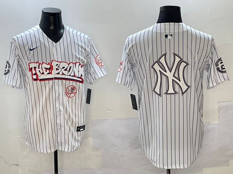 Men New York Yankees Blank White Stripe four generations Joint Name 2025 Nike MLB Jersey style 7->new york yankees->MLB Jersey